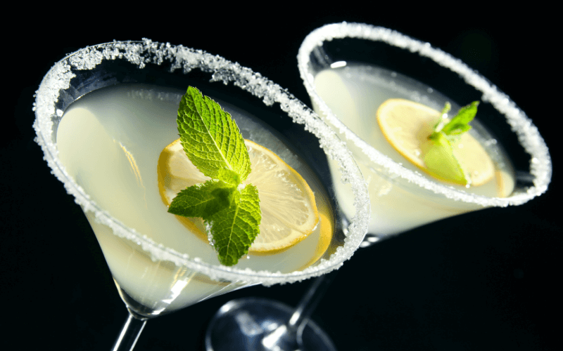 Two glasses of Lemon Drop Martinis