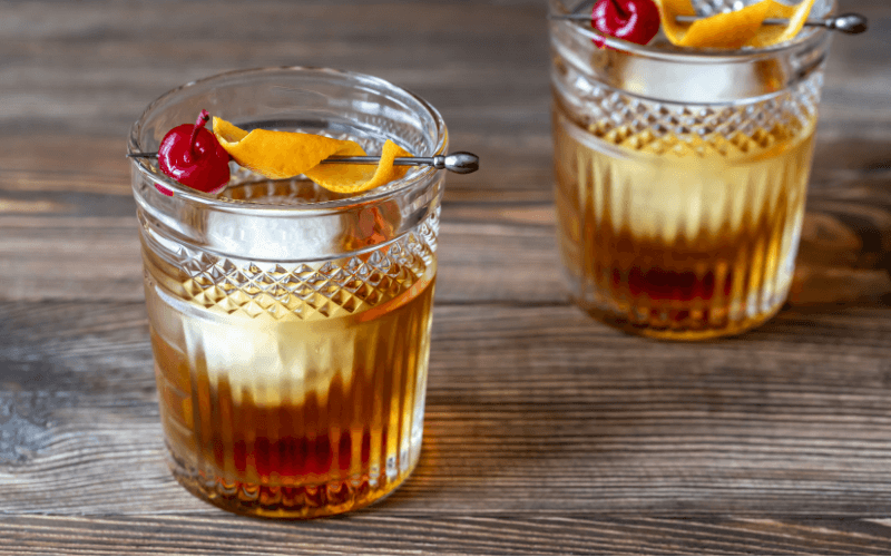 Two glasses of Pumpkin Old Fashioned