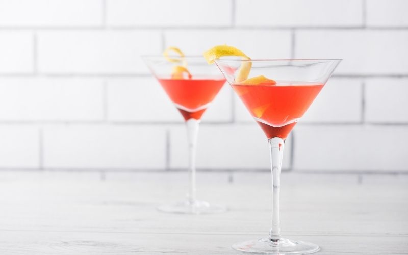 Two glasses of cosmopolitan cocktail