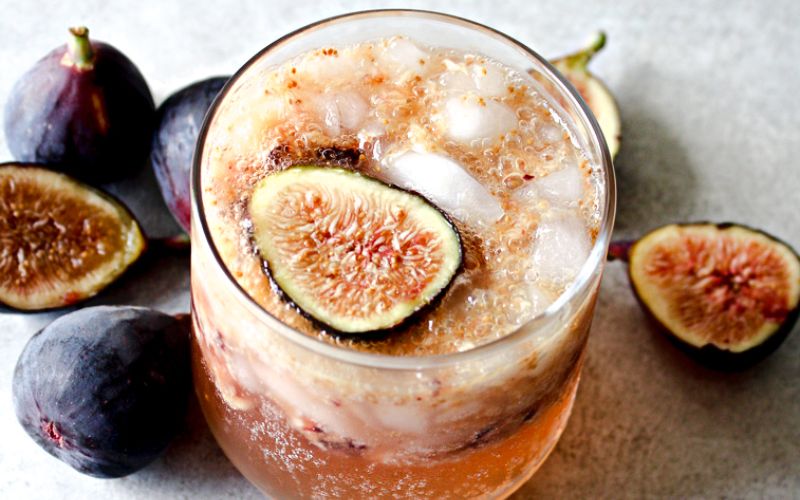 Figgy Maple Bourbon Fizz cocktail drink