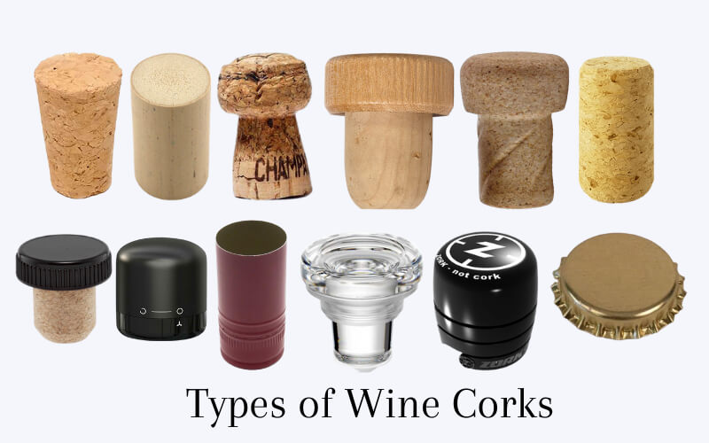 Types of wine corks collage