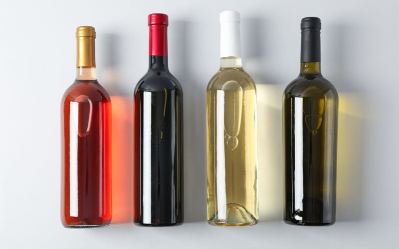 Unlabeled wine bottles
