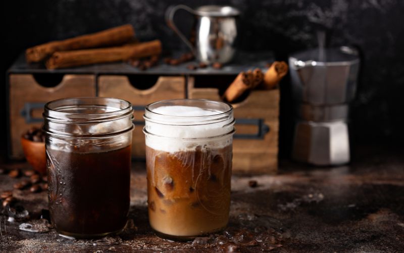 Cold coffee concentrate in mason jars
