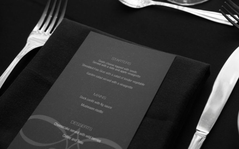 Restaurant menu with long and detailed descriptions