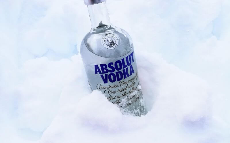 Vodka bottle in the snow