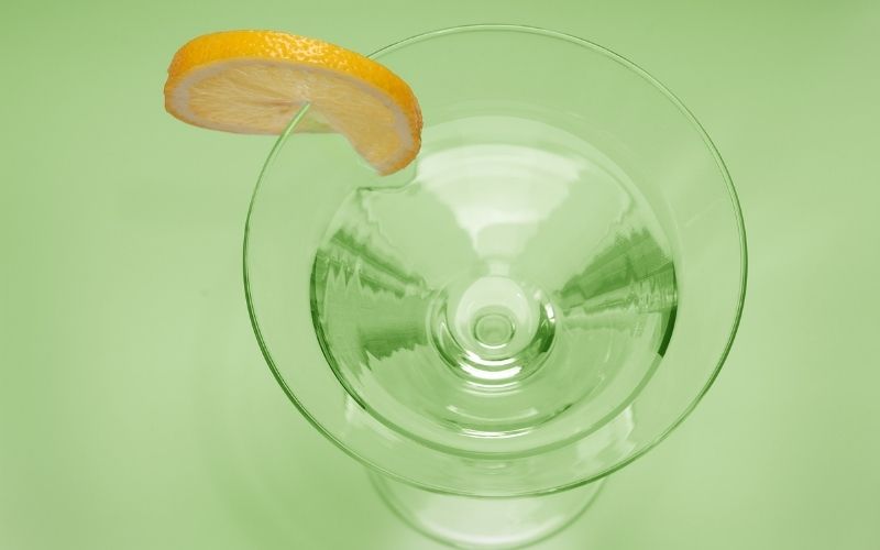 Clear cooler cocktail in martini glass
