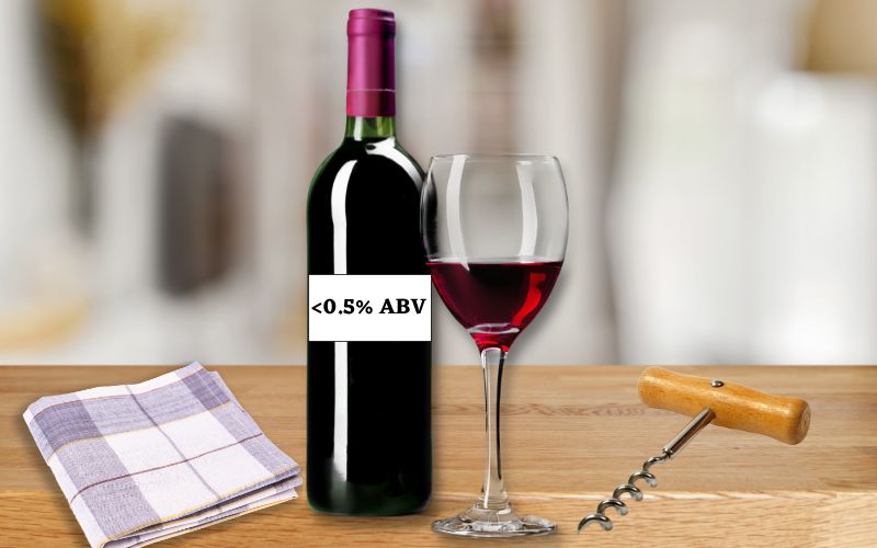 Wine bottle and glass with napkin and corkscrew