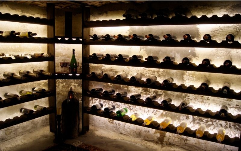 Wine bottles in the cellar