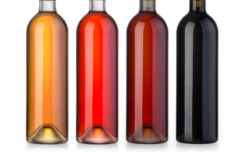 Wine bottles with deep punts