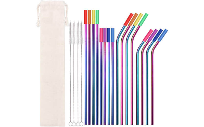 Wiskema Metal Straws Stainless Steel Straws 16 Pcs