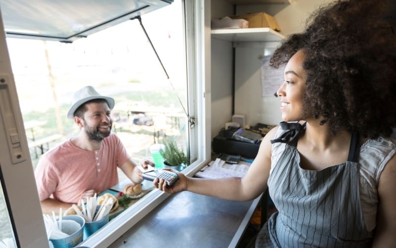 Woman in a mobile bar