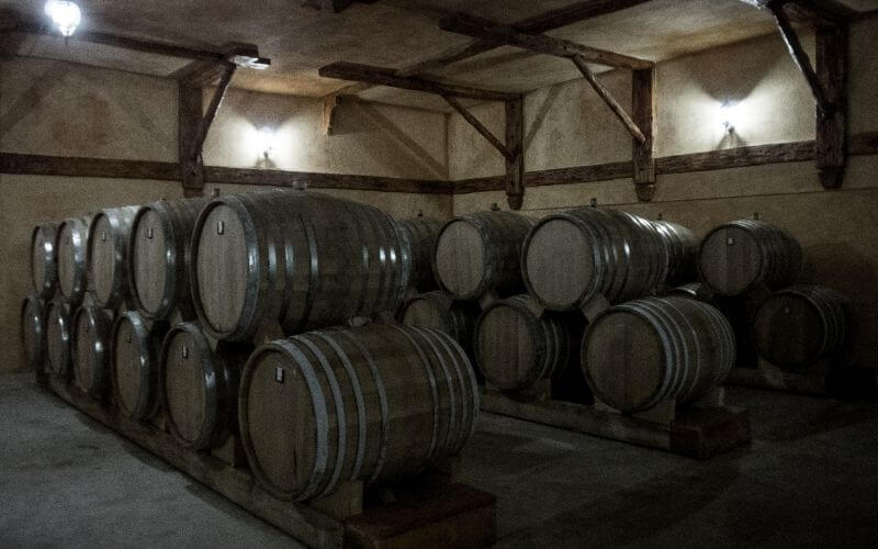 Wooden barrels of aged Cognac