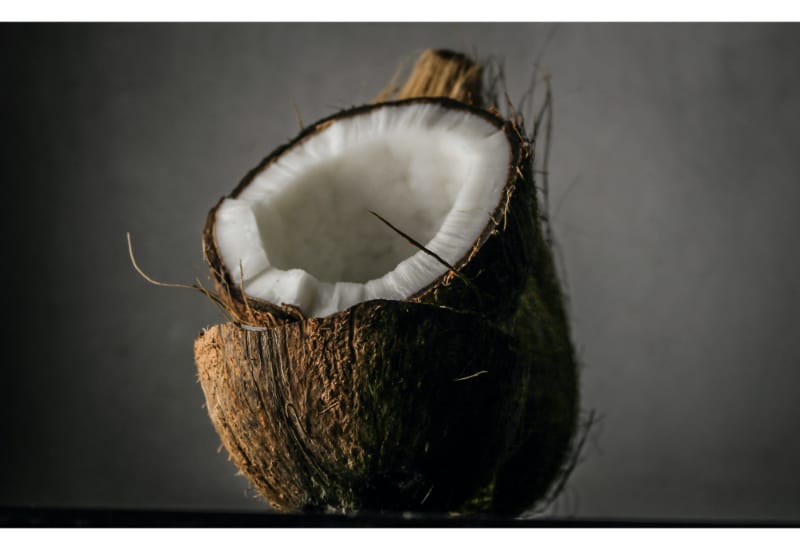 A cracked coconut
