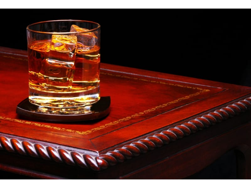  A glass of  bourbon