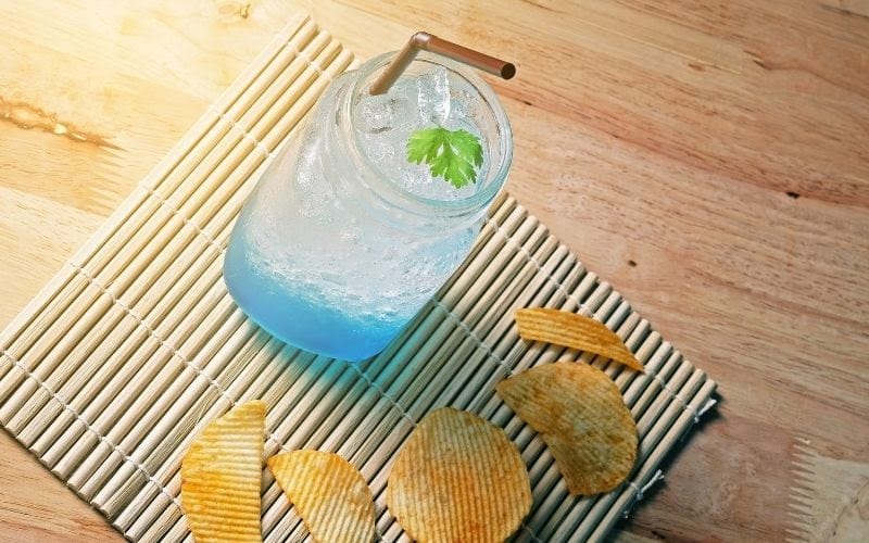 A glass of Blue Long Island Iced Tea