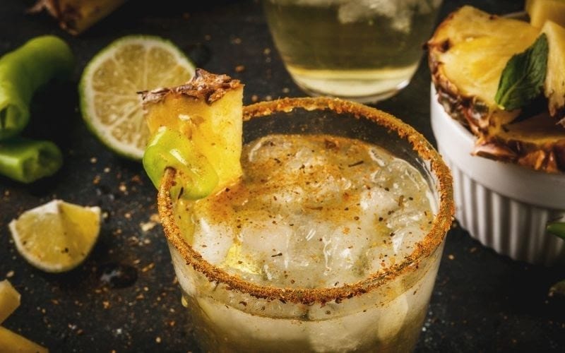  a glass of pineapple chili margarita