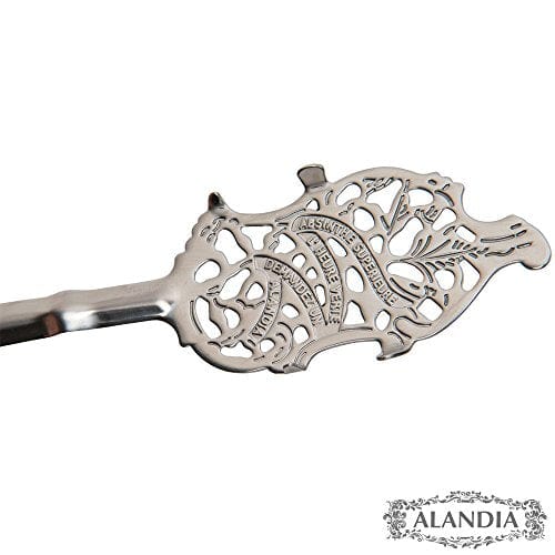 ALANDIA Absinthe Spoon Feuilles | Stainless Steel | 19th Century Replica | + Ritual Card