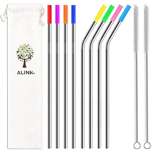 ALINK 12-Pack Reusable Plastic Clear Straws, 13 Inch Extra Long Tumbler  Straws f