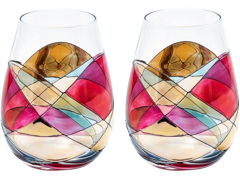 Antoni Barcelona Handpainted Stemless Wine Glass Set