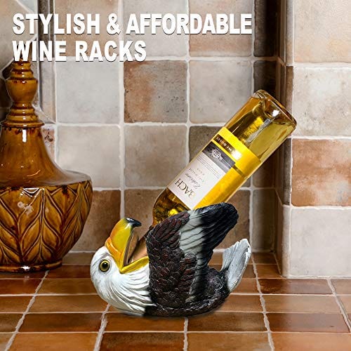 ARAIDECOR Playful Eagle Wine Rack Wine Holder Sculpture Home Decor or Restaurant Setting Statue