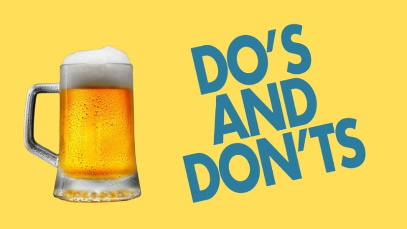 Beer glass with do's and don'ts text