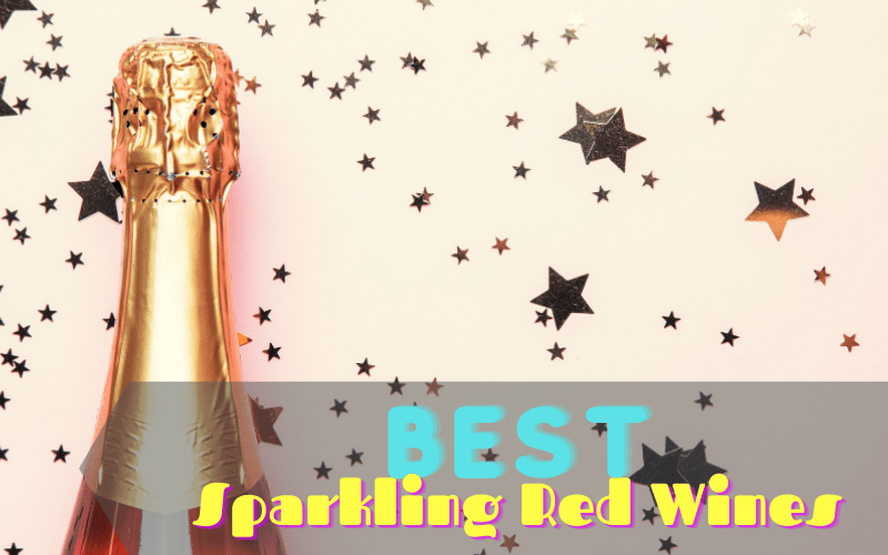  A bottle of sparkling red wine in a pink starry background
