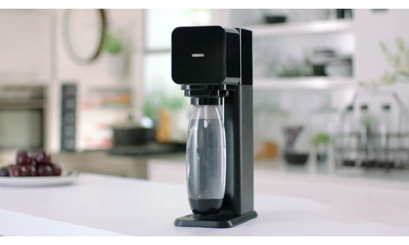 Black SodaStream on a kitchen counter