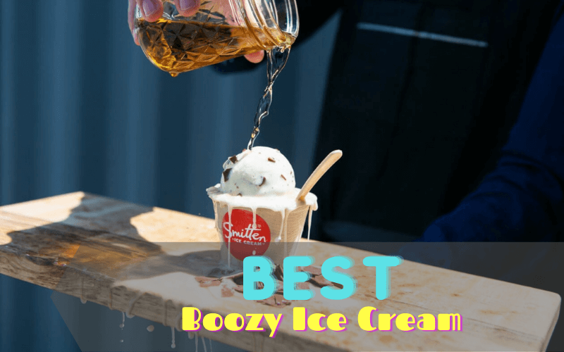 boozy ice cream poured with alcohol