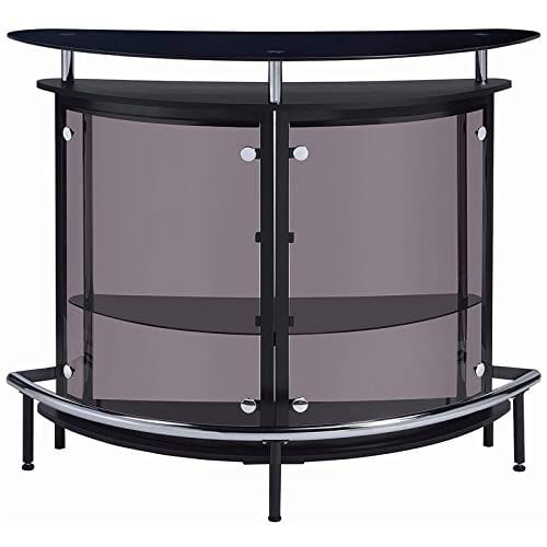 BOWERY HILL Contemporary Glass Home Bar in Black and Chrome