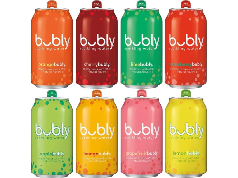 different flavors of bubly sparkling water