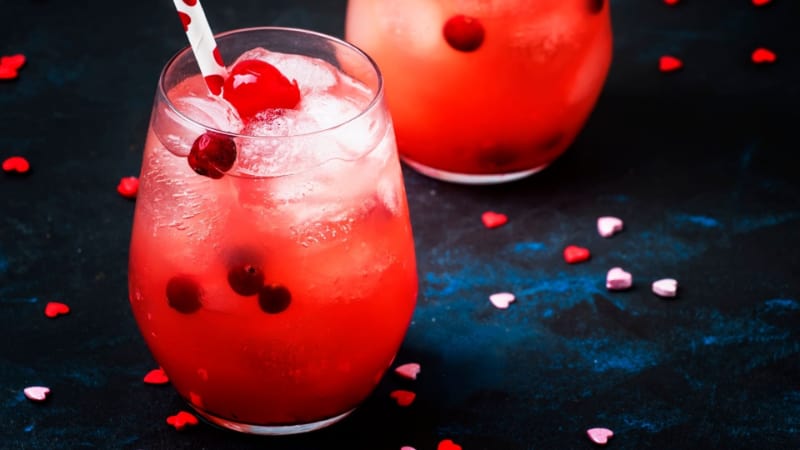 Campari Purple Rain with pomegranate seeds