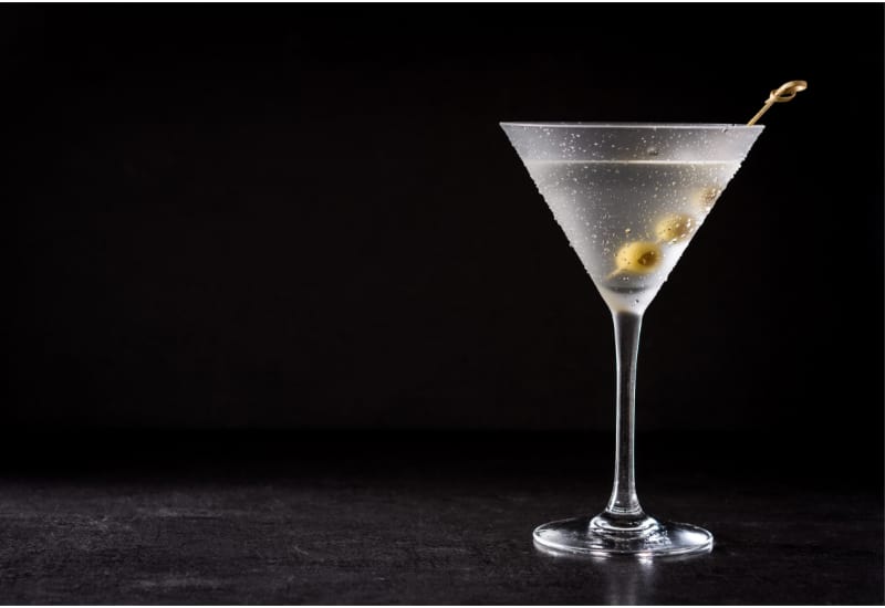 Classic Dry Martini with olives