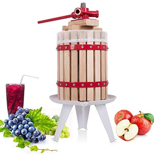 Costzon 1.6 Gallon Fruit and Wine Press, 6 Liter Solid Wood Basket Wine Making Press, Cider Apple Grape Crusher Juice Maker for Kitchen Home Outdoor