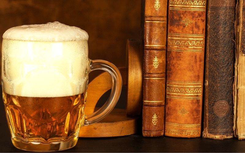 craft beer beside books