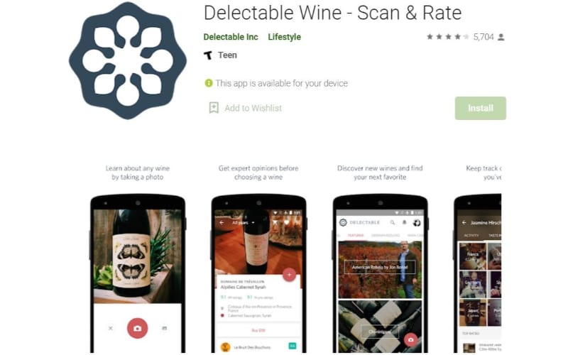 Delectable Wine app