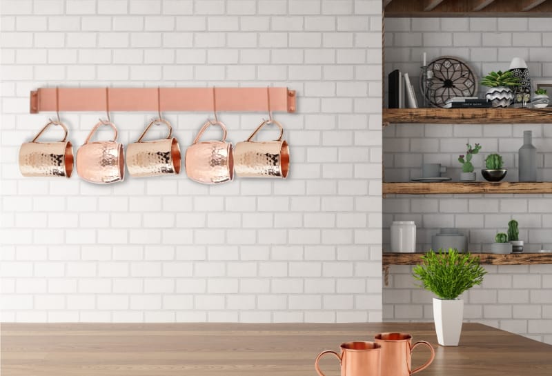 Design Kitchen with copper Mugs