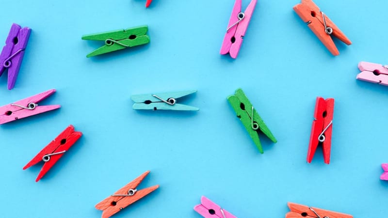 Different colored clothespins