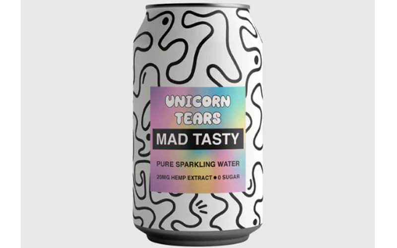 A can of Mad Tasty Unicorn Tears CBD Sparkling Water