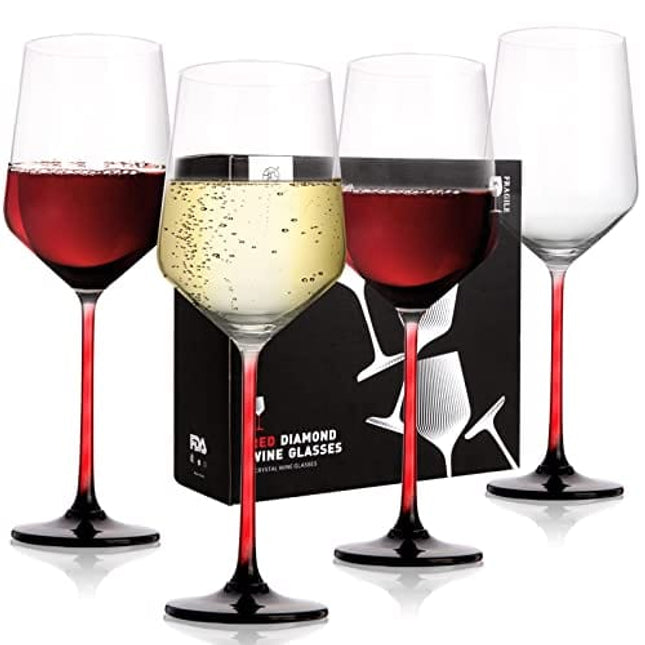 Set of 4 Paksh Novelty Italian Red Wine Glasses 18 Ounce Lead Free