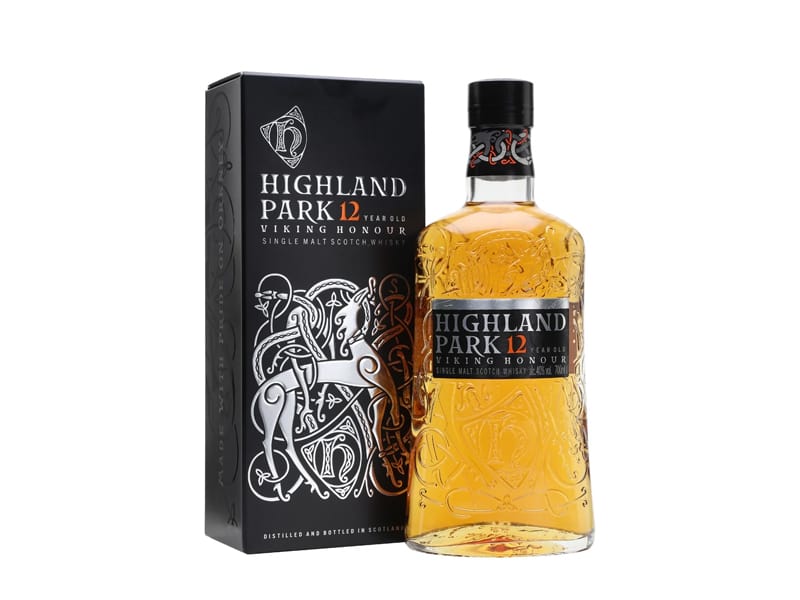 A bottle of Highland Park 12 Year Whisky with box