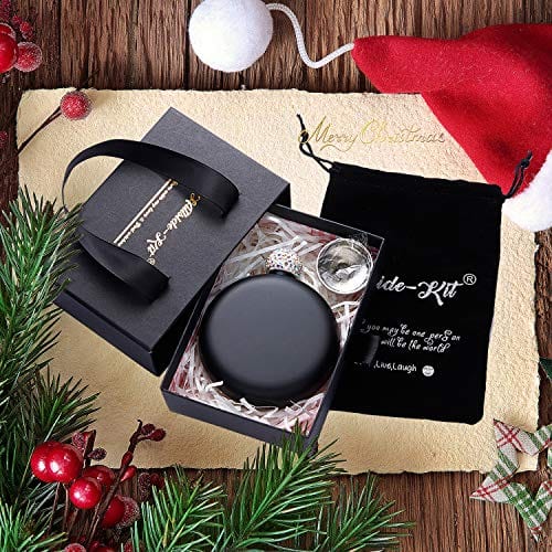 Hillside-Kit Booze Shot Flask- AB Crystal Lid Creative 304 Stainless Steel Wine Alcohol Liquor Flask for Women Girls Men Party Hand size Flask-5OZ