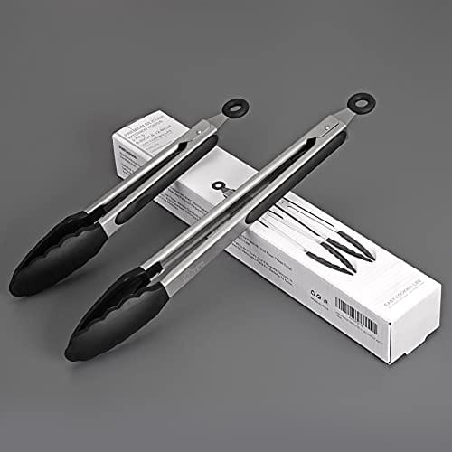 HOTEC Premium Stainless Steel Locking Kitchen Tongs with Silicon Tips, Set of 2-9