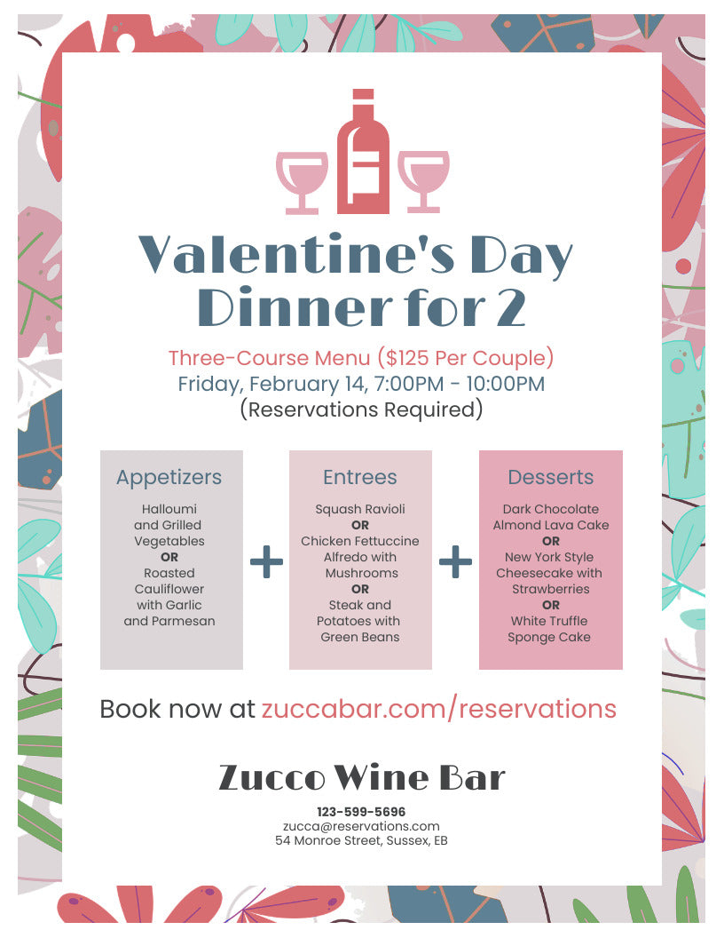 Valentine’s day restaurant flyer idea
