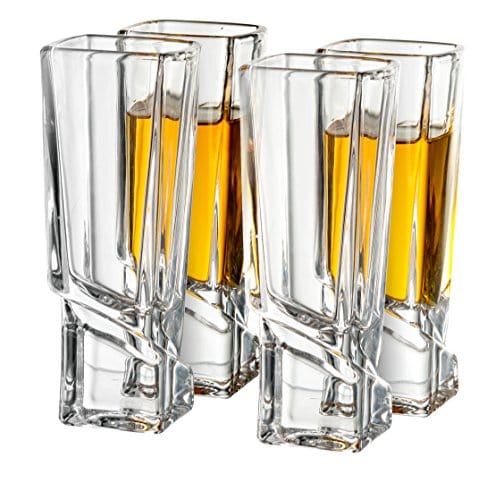 JoyJolt Carre Shot Glasses Square Heavy Base Shot Glass Set Of 4, 1.8-Ounce