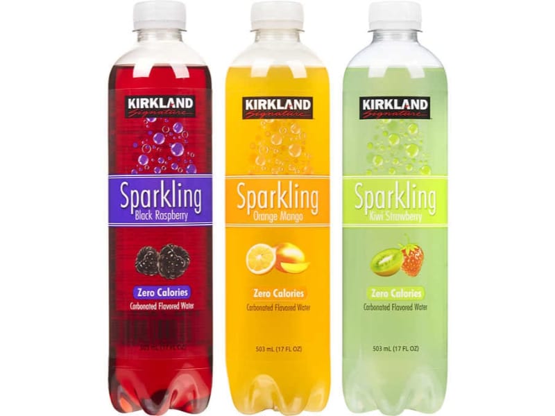 Three flavors of Kirkland Signature Flavored Sparkling Water