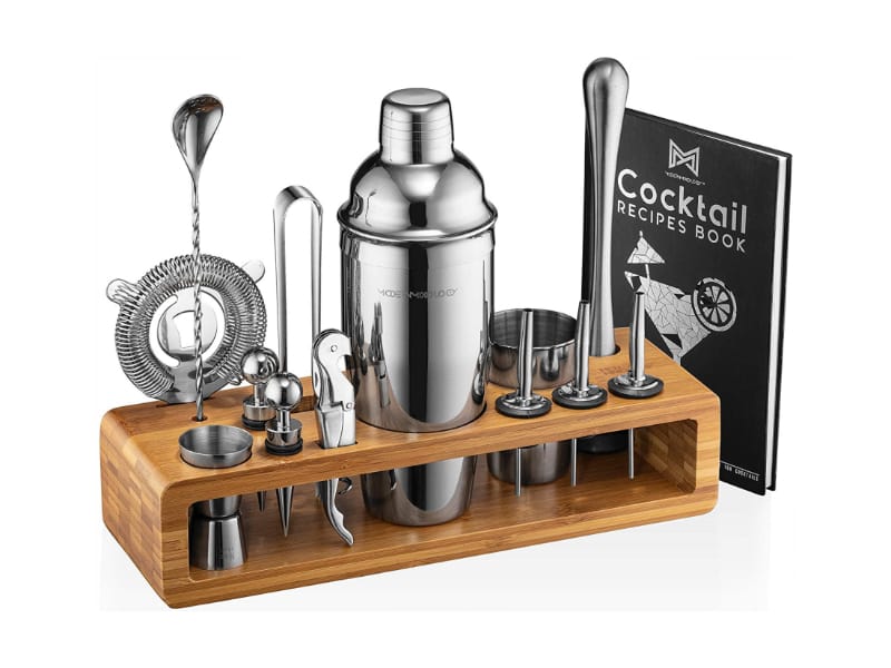 Modern Mixology 23-Piece Bartender Kit with Stylish Bamboo Stand