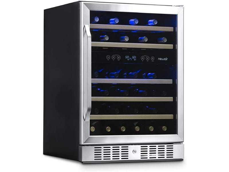 NewAir AWR-460DB Wine Cooler with wine bottles