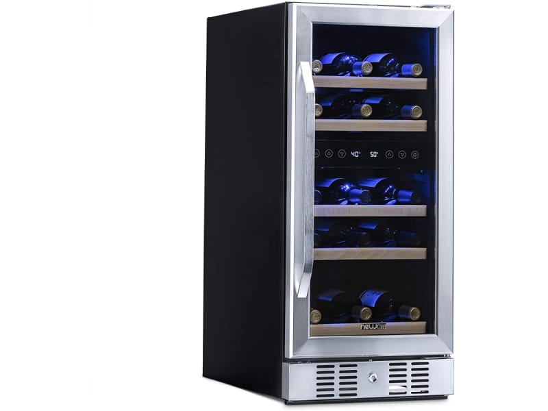 NewAir NWC029SS01 Wine Cooler with wine bottles inside