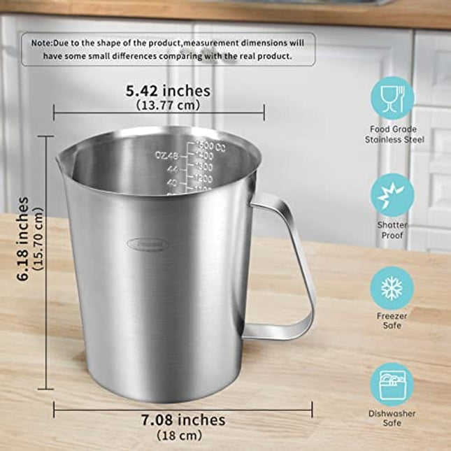 Bellemain One Piece Stainless Steel - Nesting measuring cups for Kitchen  for Bakers , Dry - Ml & Oz measuring cup for Liquid, Metal, Set of 6