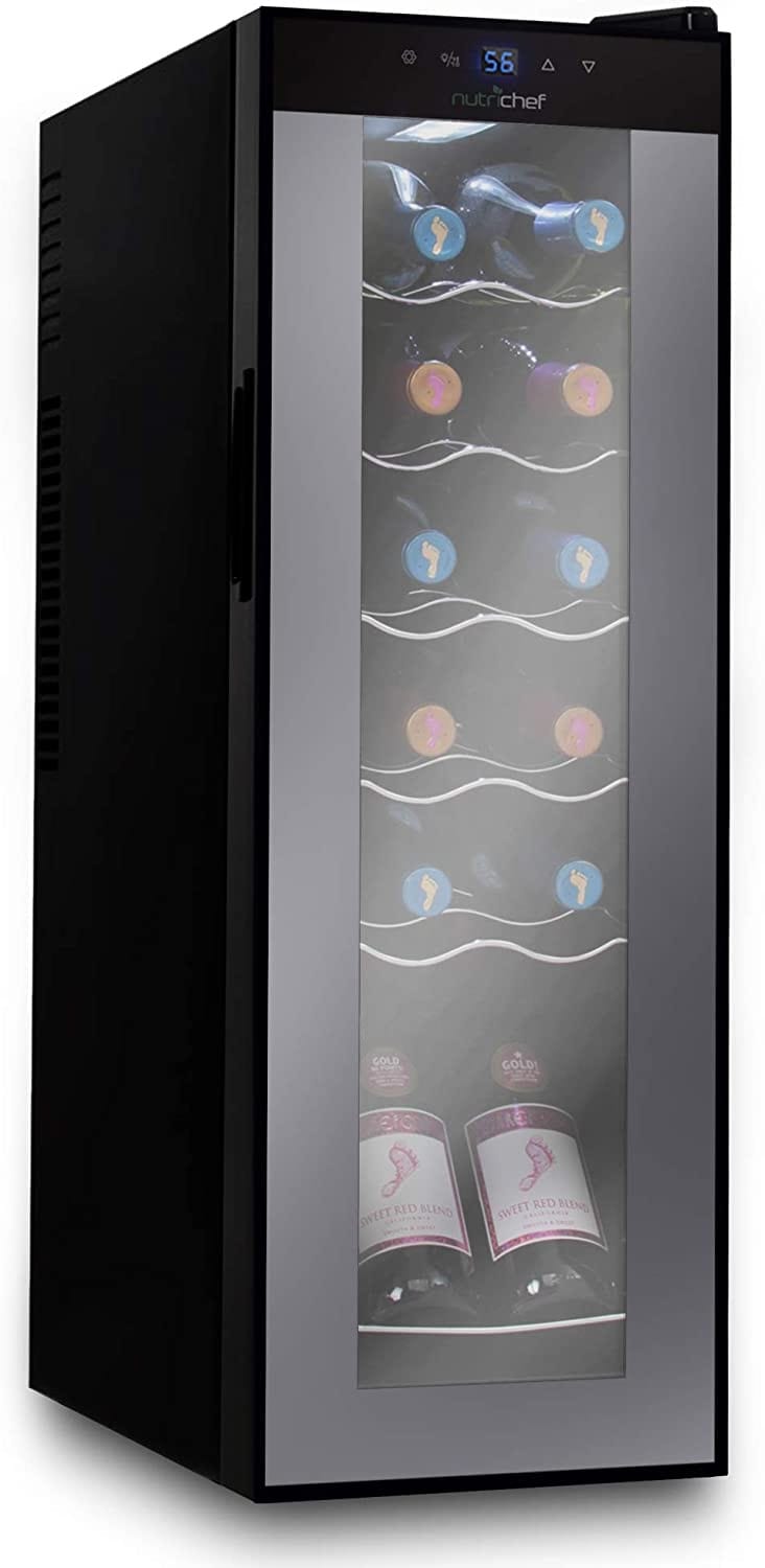 Nutrichef PKCWC 120 Beverage Cooler with bottles of wine
